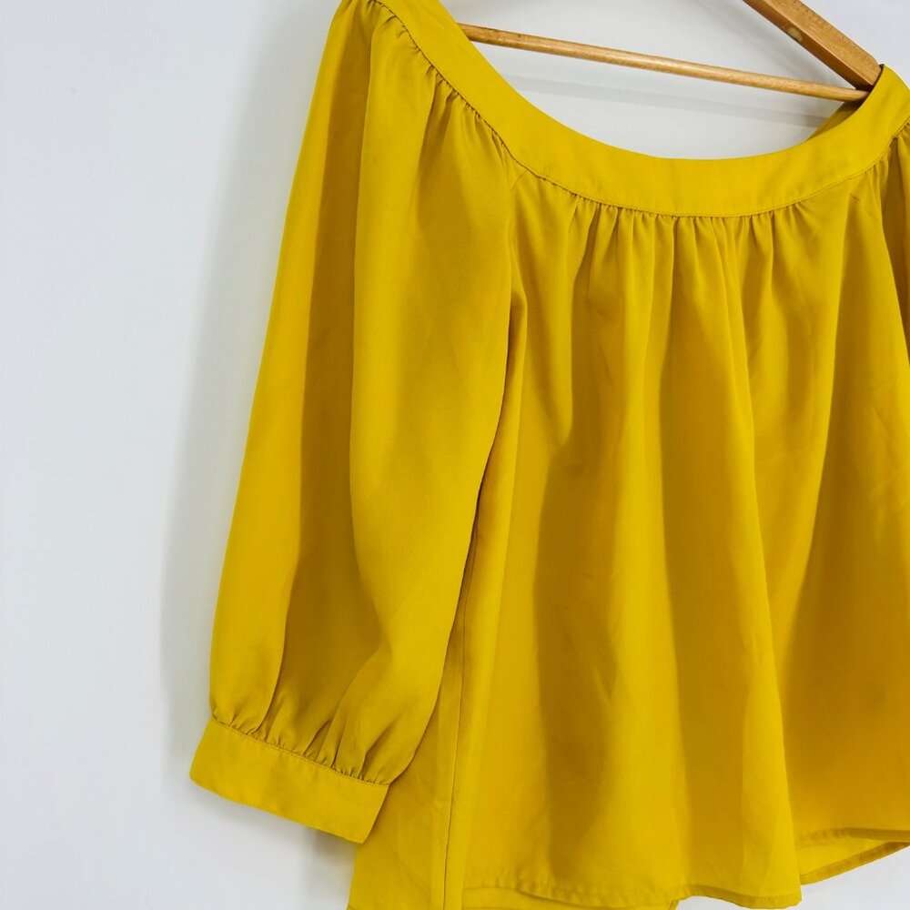 Anthropologie Maeve Yanna Golden Mustard Yellow Off The Shoulder Top Blouse XS - Picture 5 of 9